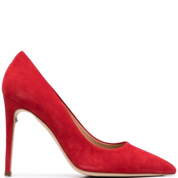 Salvatore Ferragamo Lipstick Red Suede Pointed toe heel (size 5.5) - Picture 1 of 3